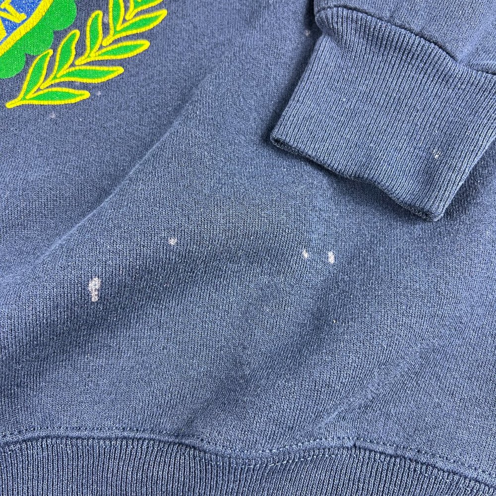 VTG NCAA Notre Dame Fightin Irish Sweatshirt Large Blue Faded Stained Crewneck - Picture 2 of 15